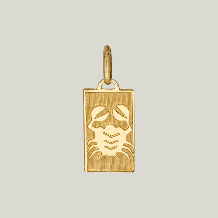 18K Gold Cancer Astrological Charm Pendant 2.14grs