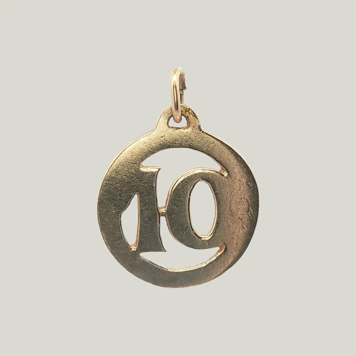 1970s Openwork “10” Charm in 14K Yellow Gold
