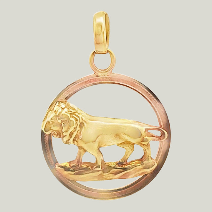 18K Gold Leo Astrological Charm Pendant 4.4grs