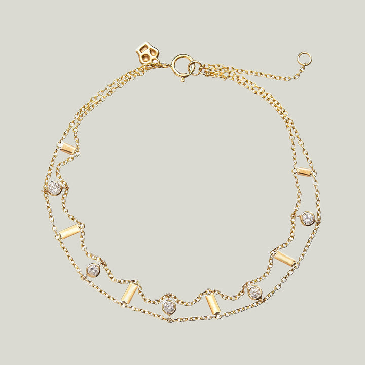 Double Chain Diamond Tinsel Bracelet in Gold