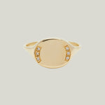 Oval Signet Ring in Gold with Diamonds