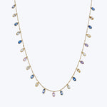 Oval Multicolor Pastel Sapphire Full Fringe Necklace