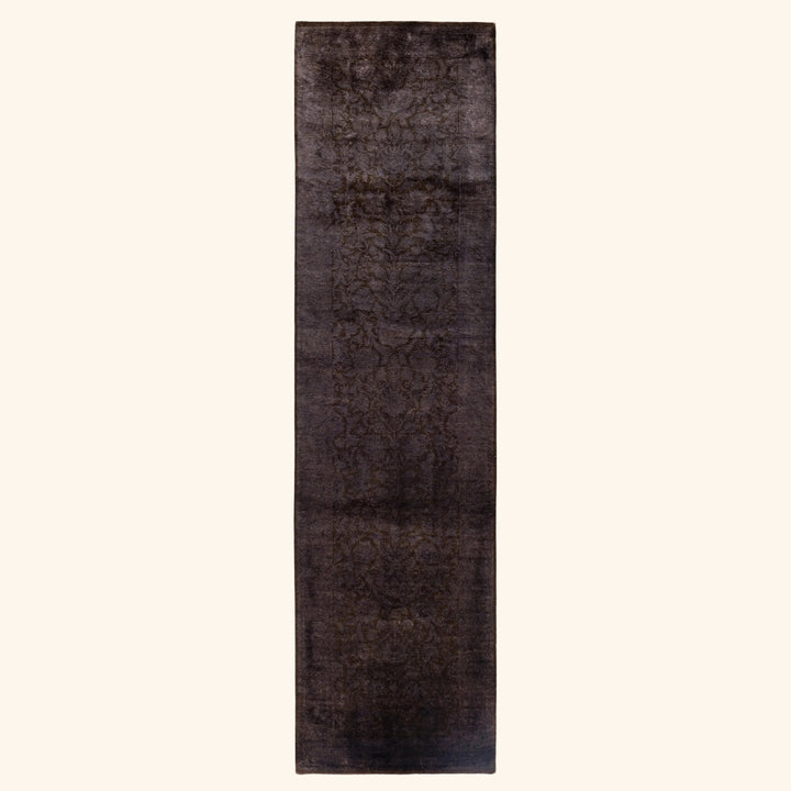 Dark Brown Overdyed Wool Runner - 2'7" x 10'6"