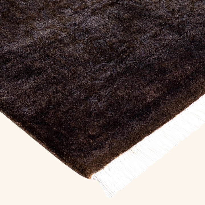 Dark Brown Overdyed Wool Runner - 2'7" x 10'6"