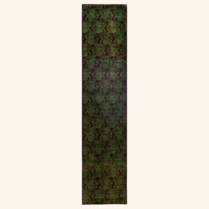 Green Overdyed Wool Runner - 2'6" x 11'6"