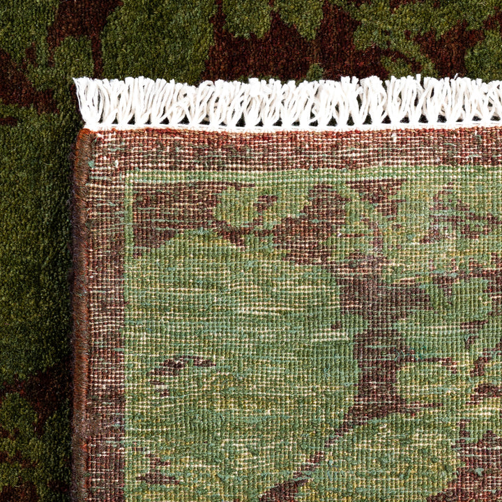 Green Overdyed Wool Runner - 2'6" x 11'6"