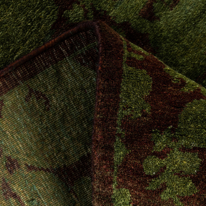 Green Overdyed Wool Runner - 2'6" x 11'6"