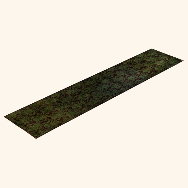 Green Overdyed Wool Runner - 2'6" x 11'6"