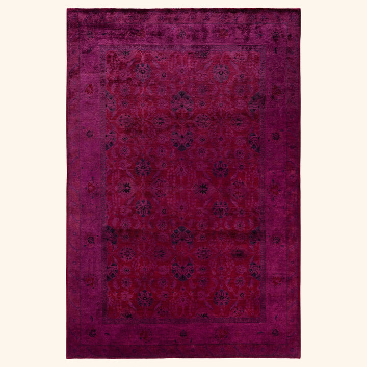 Purple Overdyed Wool Rug - 6' x 9'1"