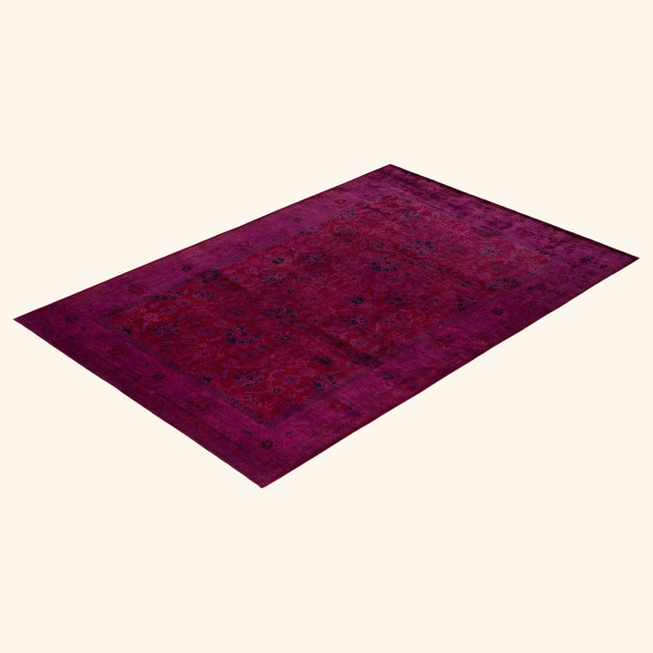 Purple Overdyed Wool Rug - 6' x 9'1"