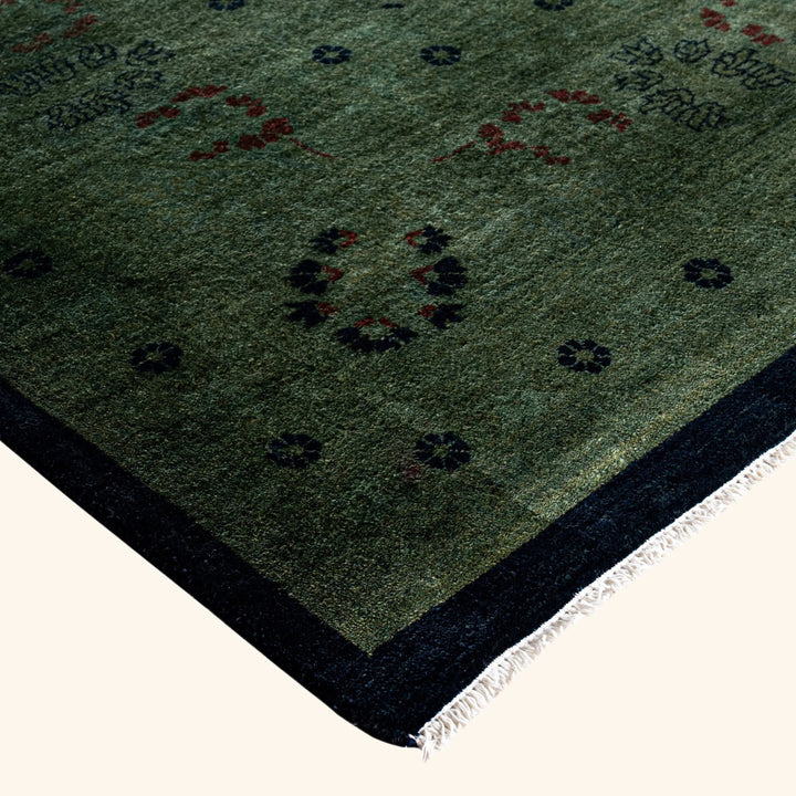 Green Overdyed Wool Rug - 9'10" x 13'10"