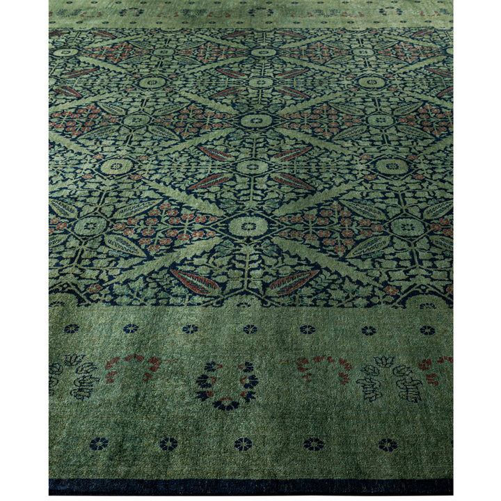 Green Overdyed Wool Rug - 9'10" x 13'10"
