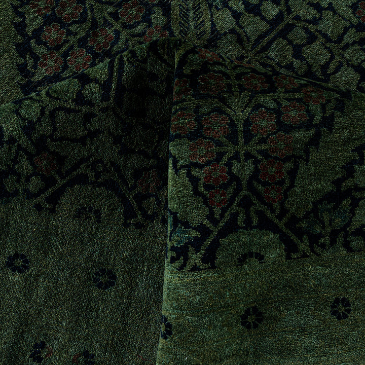 Green Overdyed Wool Rug - 9'10" x 13'10"