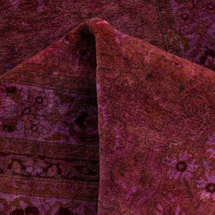 Purple Overdyed Wool Runner - 3'1" x 13'2"