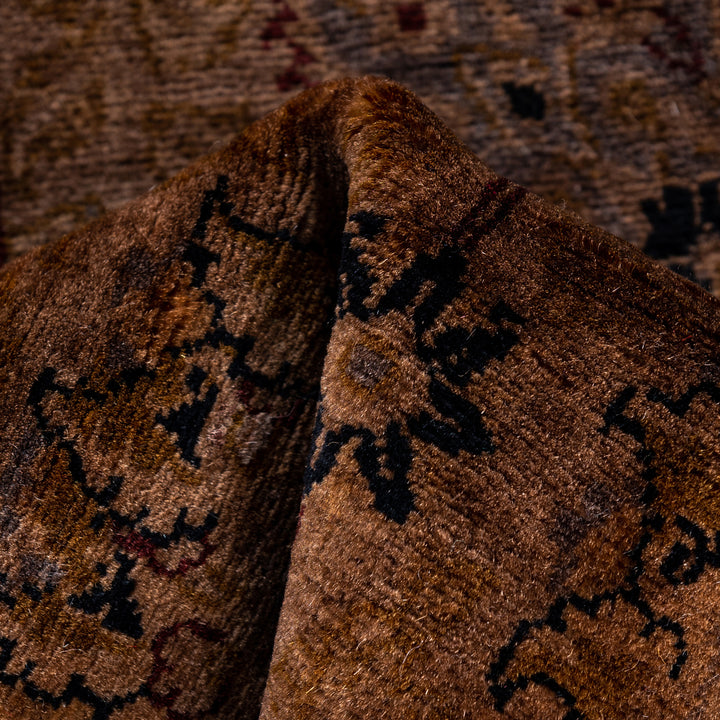 Brown Overdyed Wool Runner - 2'6" x 8'9"