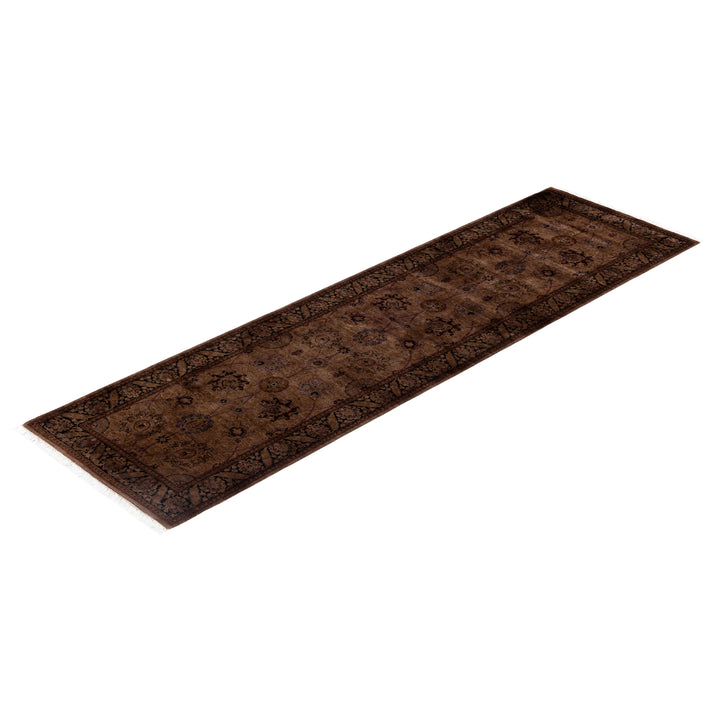 Brown Overdyed Wool Runner - 2'6" x 8'9"