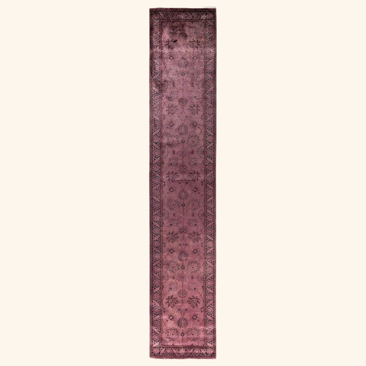 Purple Overdyed Wool Runner - 2'7" x 13'9"