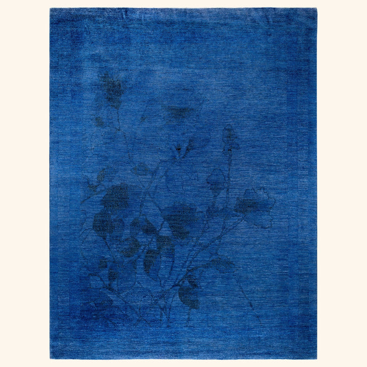 Blue Overdyed Wool Rug - 9'1" x 12'