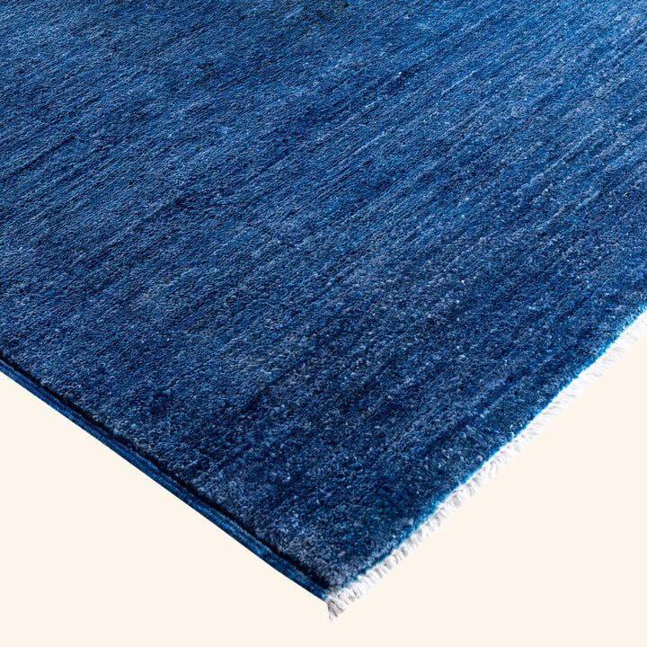 Blue Overdyed Wool Rug - 9'1" x 12'