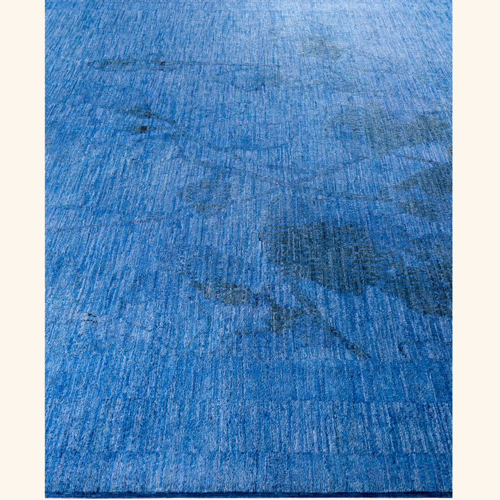Blue Overdyed Wool Rug - 9'1" x 12'