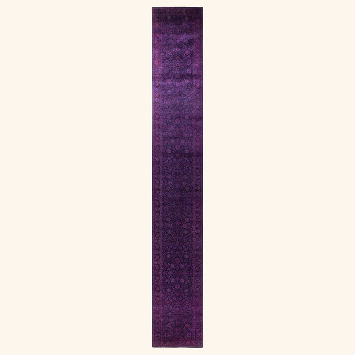 Purple Overdyed Wool Runner - 2'7" x 18'2"