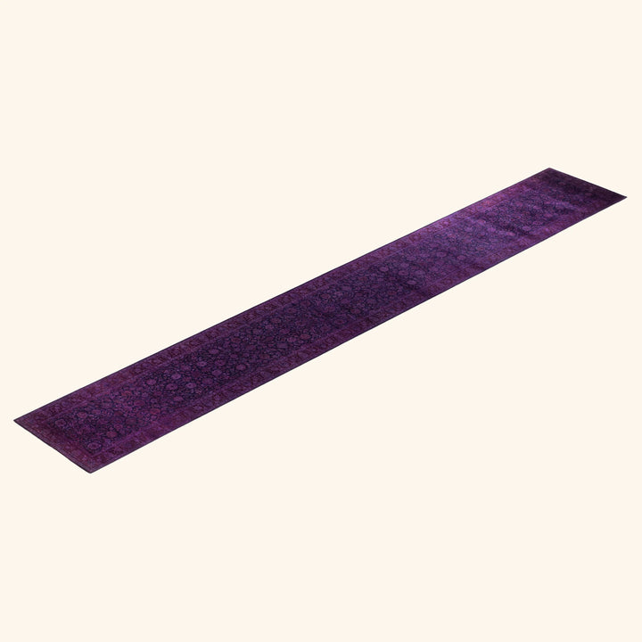 Purple Overdyed Wool Runner - 2'7" x 18'2"