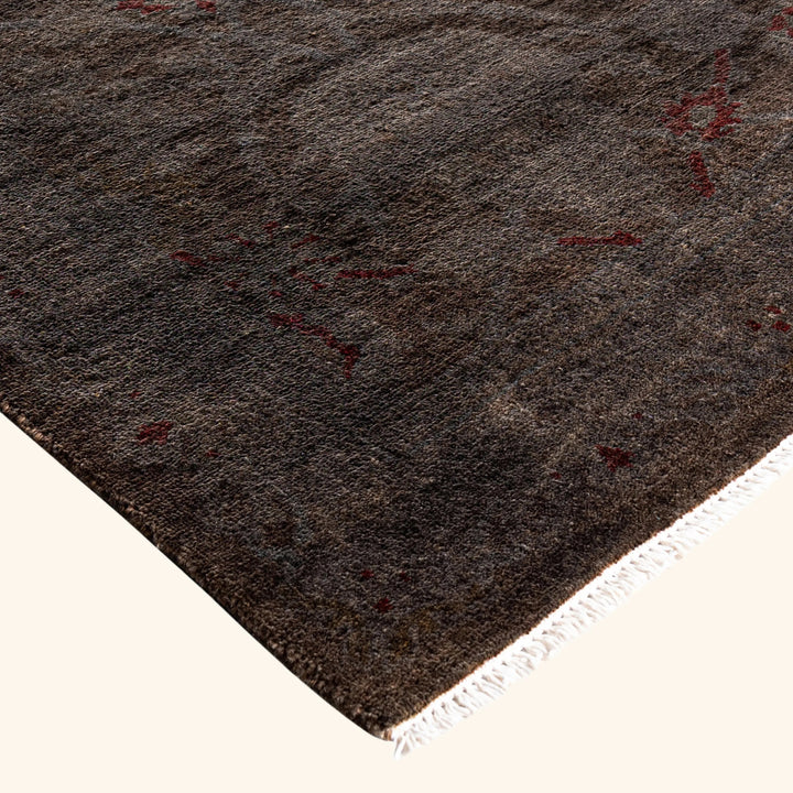 Brown Overdyed Wool Rug - 4'2" x 6'3"