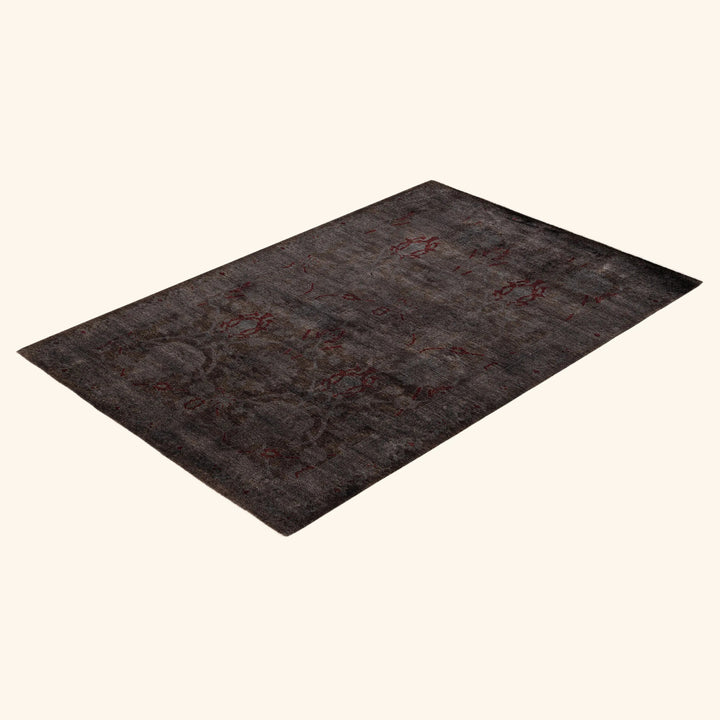 Brown Overdyed Wool Rug - 4'2" x 6'3"