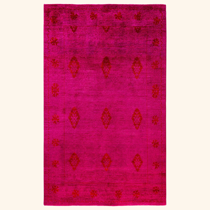 Pink Overdyed Wool Rug - 5' x 8'1"