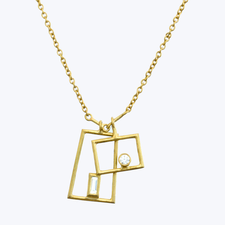 Simple Grid Necklace In Diamonds