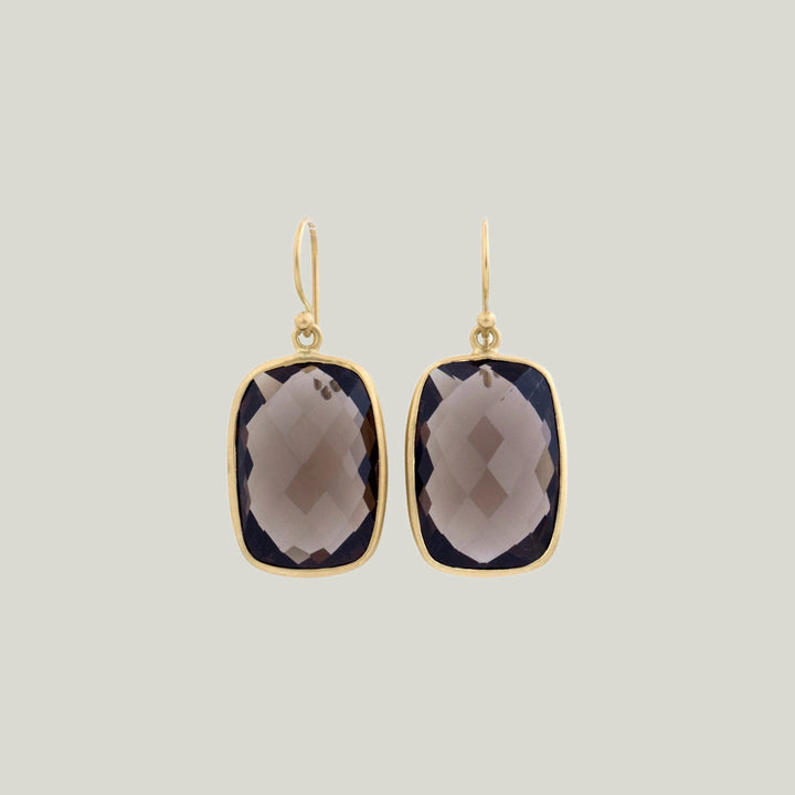 Smoky Quartz Rectangle Cushion Earrings