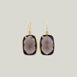 Smoky Quartz Rectangle Cushion Earrings