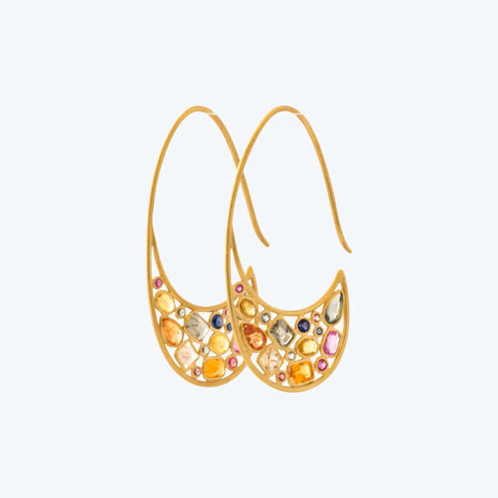 Mix-It-Up Modern Hoop Earrings In Multicolor Sapphires