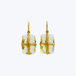 Lemon Quartz Rectangle Wrap Earrings