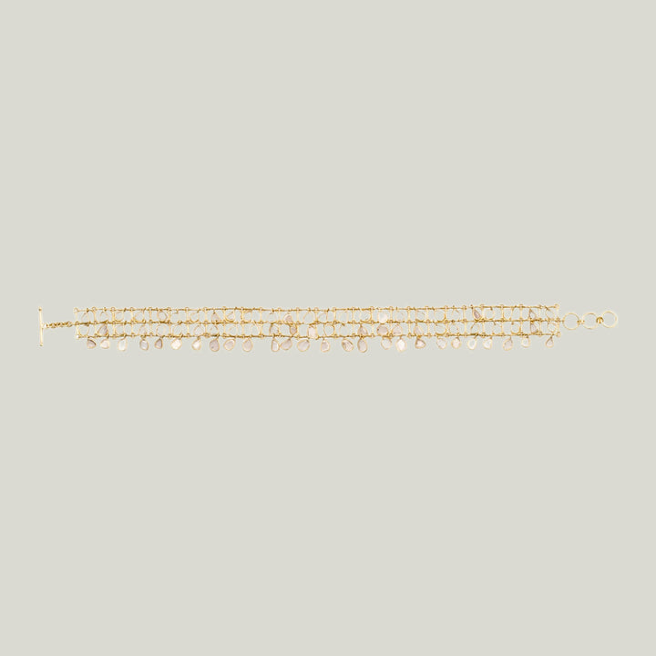 3 Row Polki Diamond Ladder Bracelet