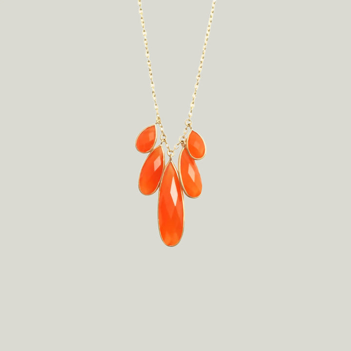 Carnelian 5 Drop Graduated Teardrop Necklace