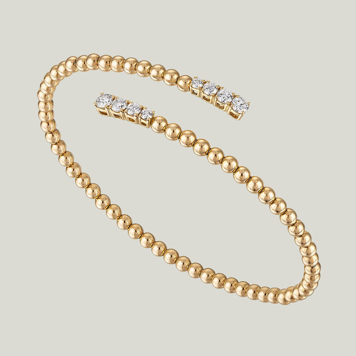 Image for Bubbles Double Wrap Flex Bangle, Yellow Gold, Diamond, Medium