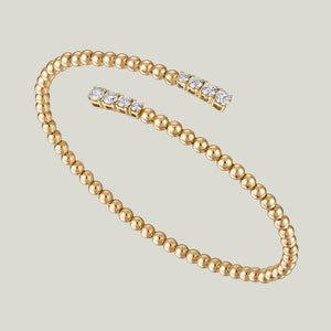 Image for Bubbles Double Wrap Flex Bangle, Yellow Gold, Diamond, Medium