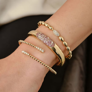 Image for Bubbles Double Wrap Flex Bangle, Yellow Gold, Diamond, Medium - hover