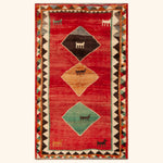 Vintage Traditional Persian Gabbeh Wool Rug - 3'10" x 6'5"