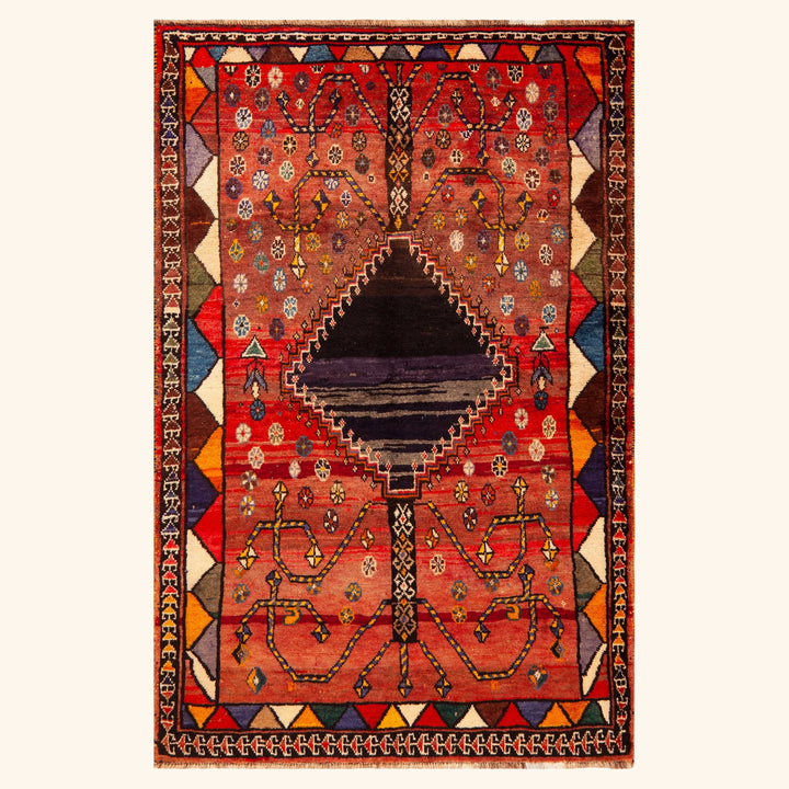 Vintage Traditional Persian Gabbeh Wool Rug - 4'4" x 6'10"