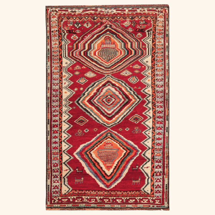 Vintage Traditional Persian Gabbeh Wool Rug - 3'9" x 6'1"