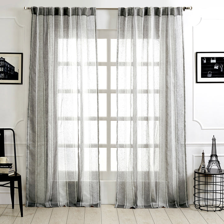 Lurex Linen Striped Curtain Panel