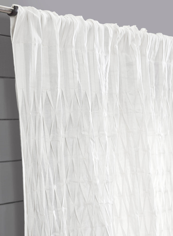 Smocking Stitch Linen Curtain Panel