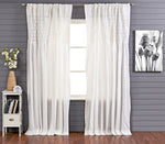 Smocking Stitch Linen Curtain Panel