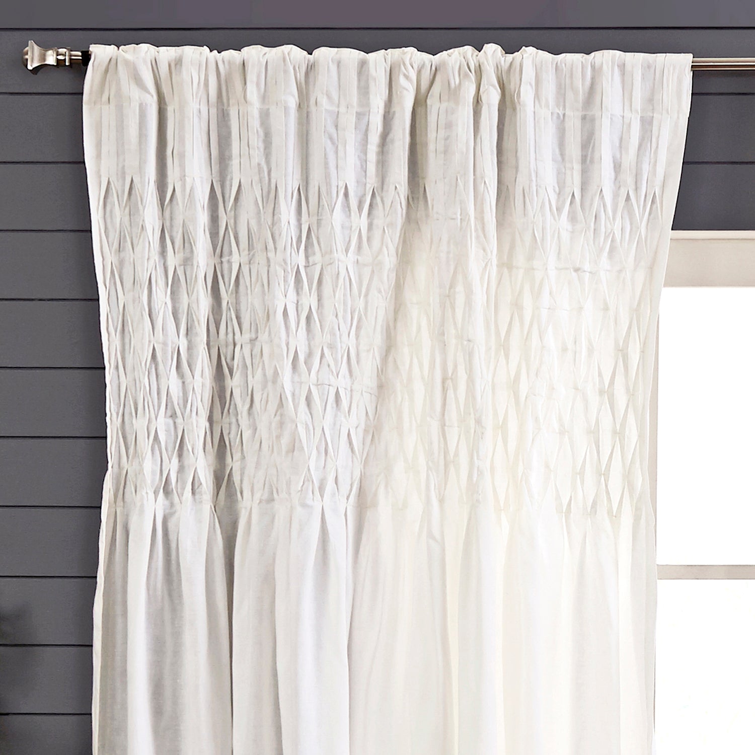 Smocking Stitch Linen Curtain Panel - Thumbnail 4