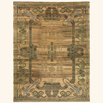 Light Brown Alchemy Traditional Silk Wool Blend Rug - 7'11" x 10'9"