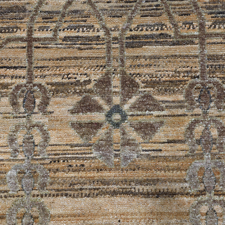 Light Brown Alchemy Traditional Silk Wool Blend Rug - 7'11" x 10'9"