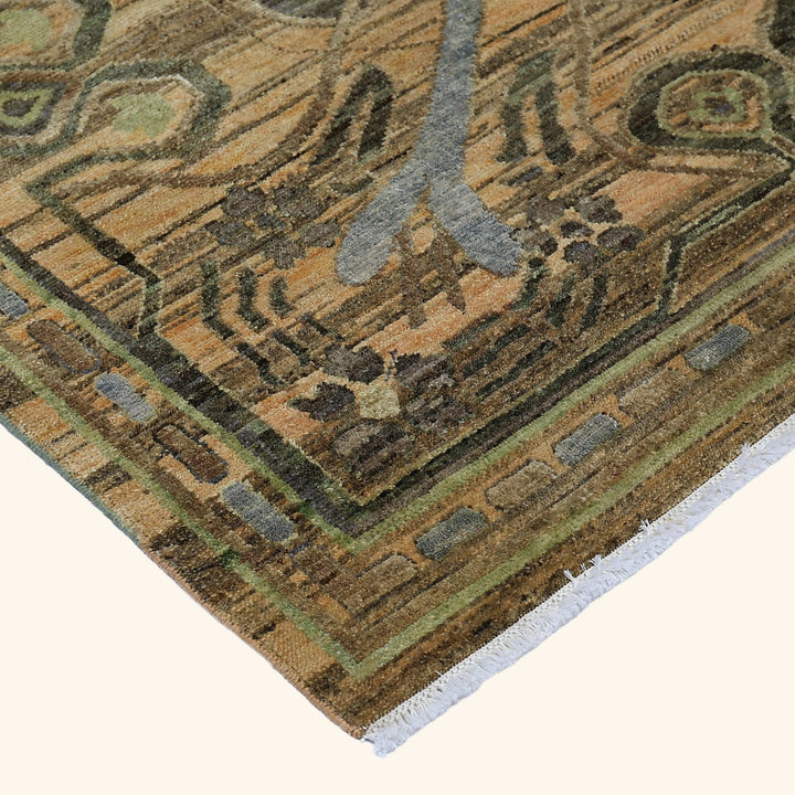 Light Brown Alchemy Traditional Silk Wool Blend Rug - 7'11" x 10'9"