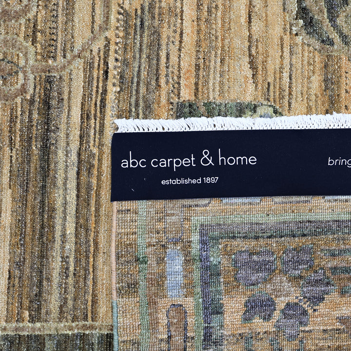 Light Brown Alchemy Traditional Silk Wool Blend Rug - 7'11" x 10'9"